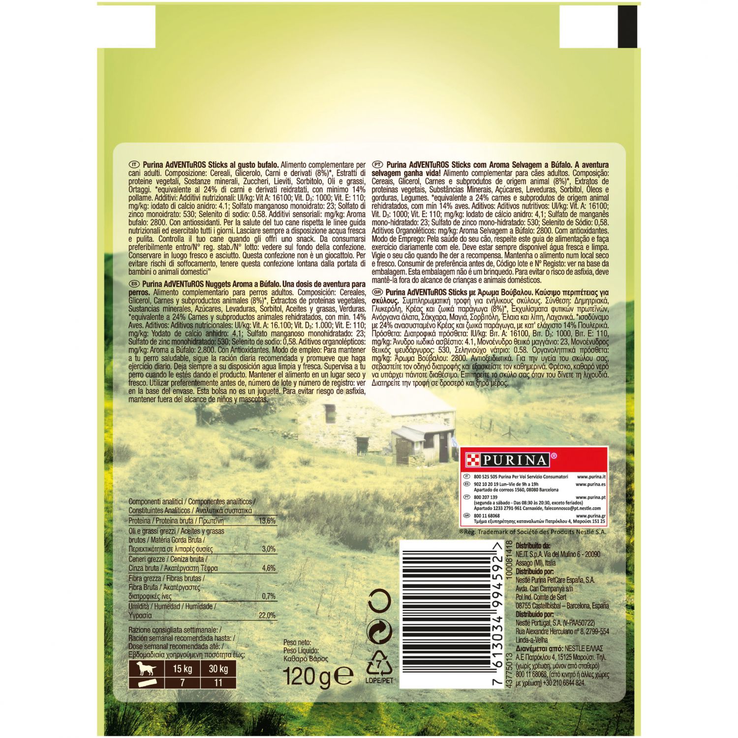 Purina adventuros 120g sticks bufalo 