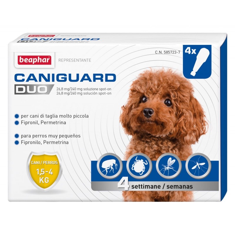 BEAPHAR CANIGUARD DUO XS 1.5 4KG 4 PIPETTE
