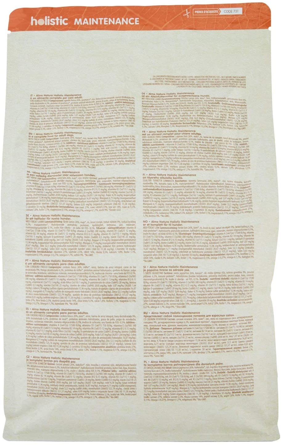 ALMO NATURE DOG HOLISTIC 12KG MEDIUM ADULT AGNELLO