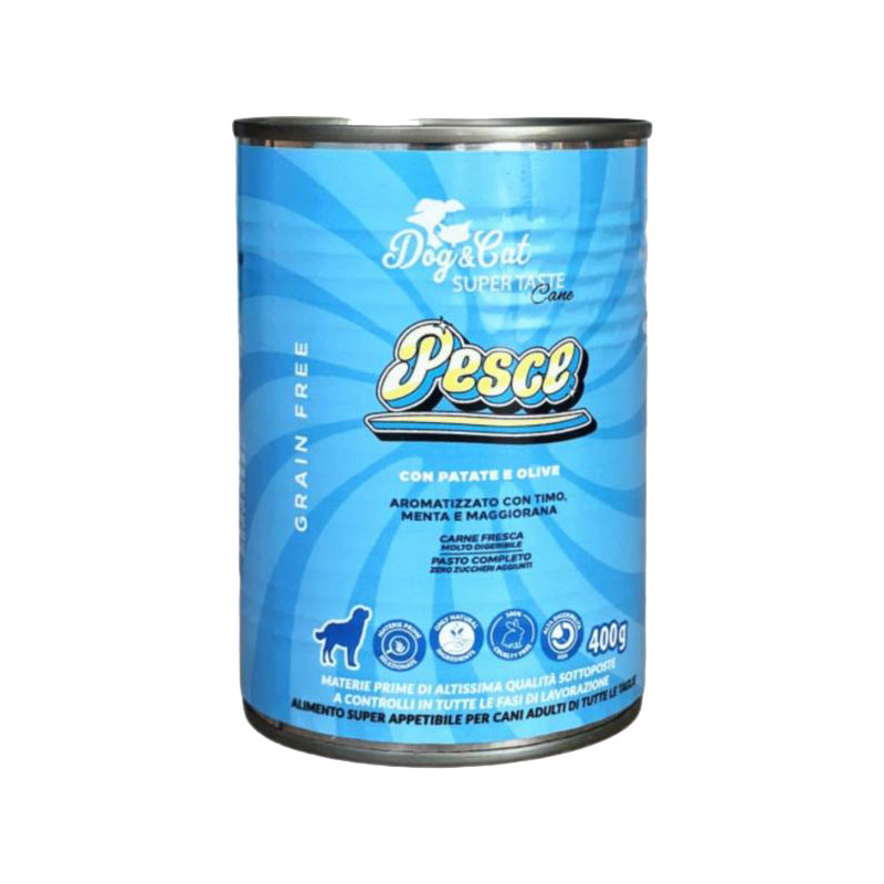 DOGCAT SUPERTASTE LATTINA 400G PESCEPATATEOLIVE