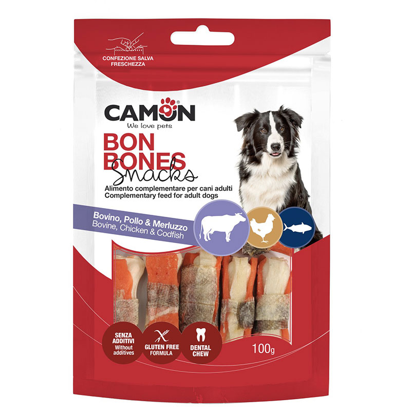 Camon snack 100g ossicini pelle bovina pollomerluz