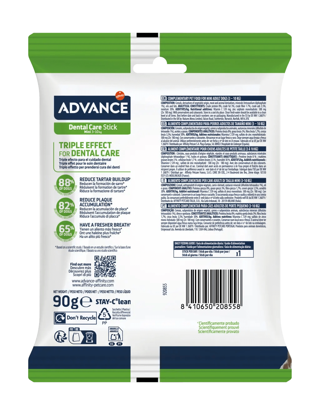Advance diet snack dentalcare mini stick 90g