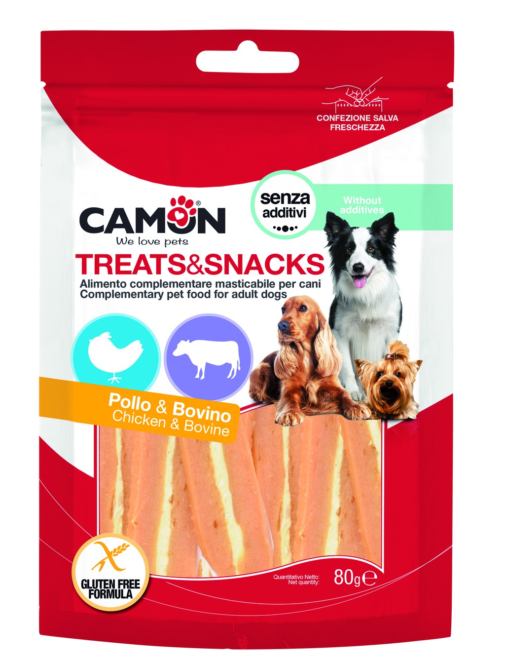 CAMON SNACK 80G JERKY POLLO RAWHIDE