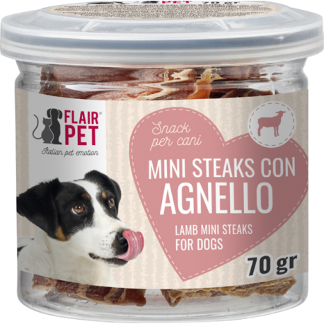 Flair pet snack 70g mini steaks agnello