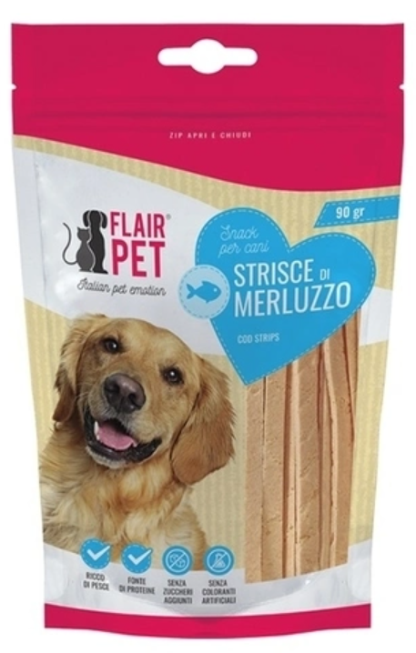 Flair pet snack 90g strisce merluzzo