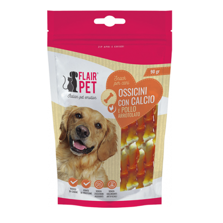 Flair pet snack 90g ossicini calciopollo arrotola