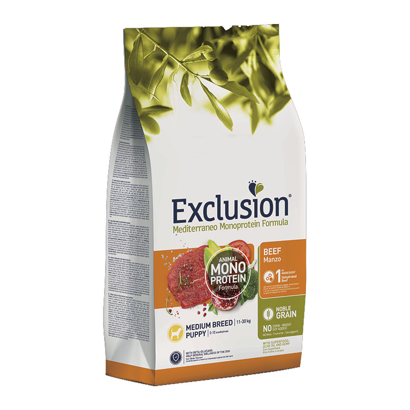EXCLUSION MEDITERRANEO 12KG PUPPY MEDIUM MANZO